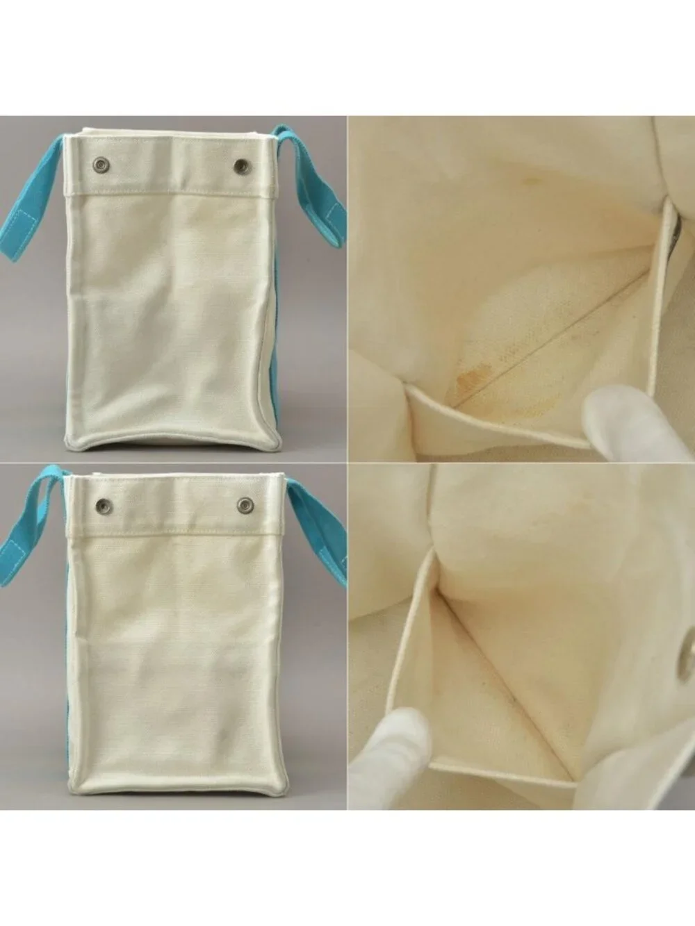 Hermes Bora PM Tote Canvas Light Blue Natural